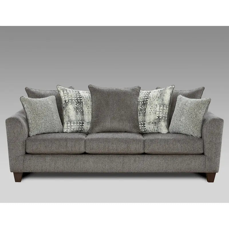Canapé et causeuse 2 places en tissu gris (2 pièces)