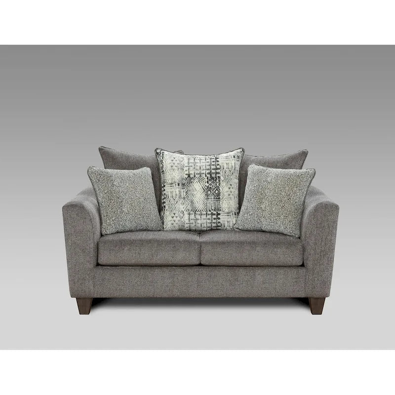 Canapé et causeuse 2 places en tissu gris (2 pièces)