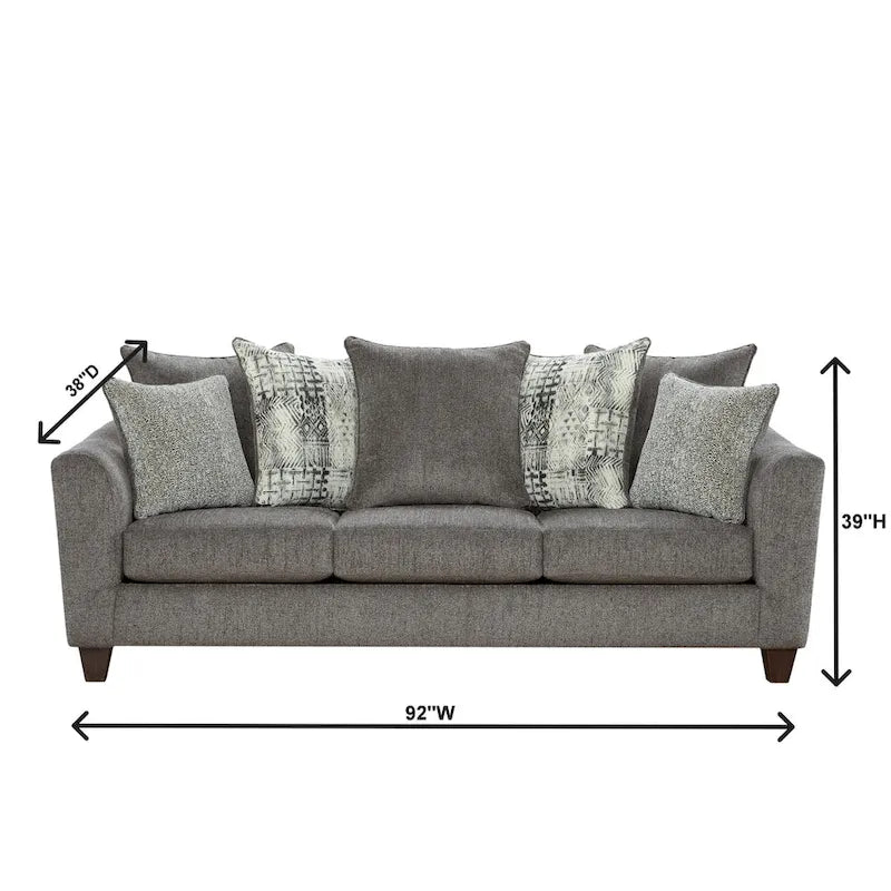 Canapé et causeuse 2 places en tissu gris (2 pièces)
