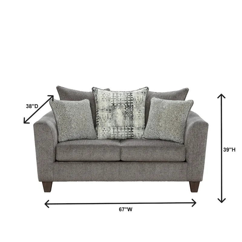 Canapé et causeuse 2 places en tissu gris (2 pièces)