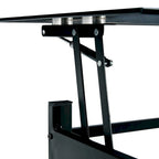 Table basse relevable en verre noir avec rangement dissimulé