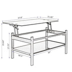 Table basse relevable en verre noir avec rangement dissimulé
