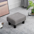 Repose-pieds ottoman rectangulaire en lin gris moderne avec cadre en bois