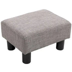 Repose-pieds ottoman rectangulaire en lin gris moderne avec cadre en bois