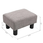 Repose-pieds ottoman rectangulaire en lin gris moderne avec cadre en bois