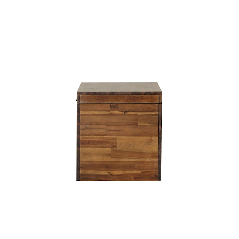Malle de rangement en bois d'acacia marron foncé, 1 place, style rustique