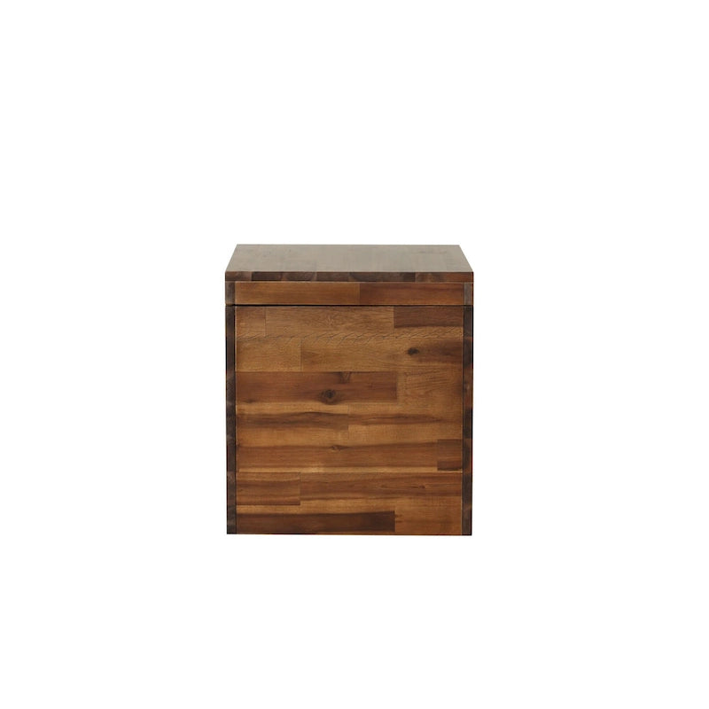 Malle de rangement en bois d'acacia marron foncé, 1 place, style rustique