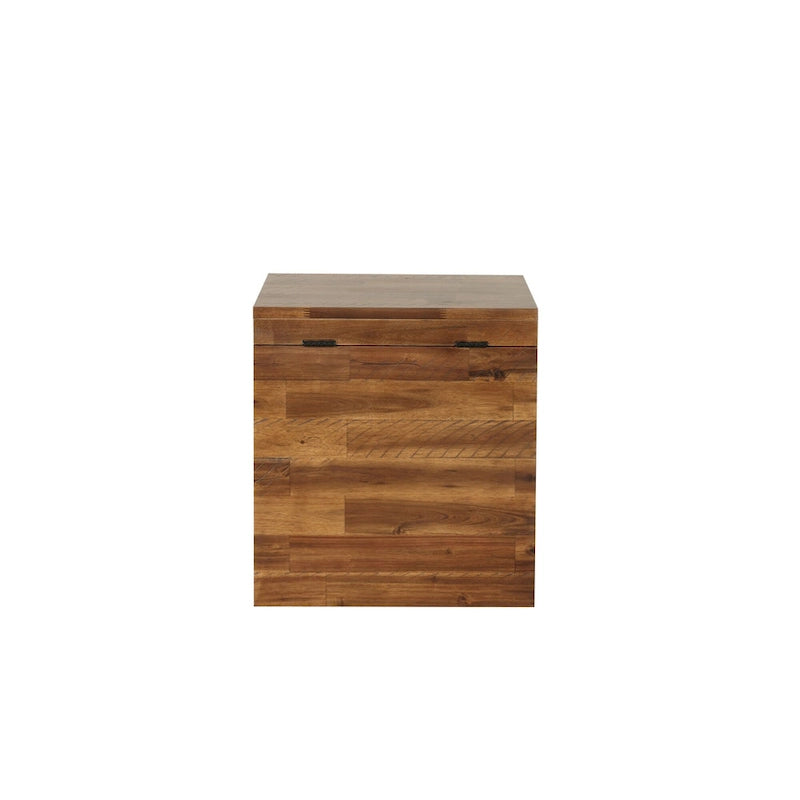 Malle de rangement en bois d'acacia marron foncé, 1 place, style rustique