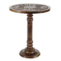 Table d'appoint sculptée à la main en bois de manguier – Motif éléphant ou floral