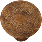 Table d'appoint sculptée à la main en bois de manguier – Motif éléphant ou floral