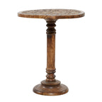 Table d'appoint sculptée à la main en bois de manguier – Motif éléphant ou floral
