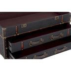 Table basse coffre avec 2 tiroirs et couvercle articulé à boucles – Similicuir ou lin