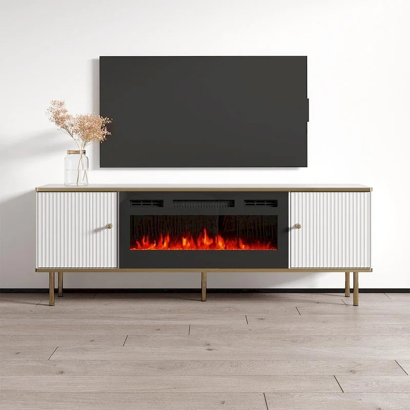 Meuble TV pour cheminée électrique de 160 cm pour téléviseurs jusqu'à 70" avec 3 couleurs de flamme