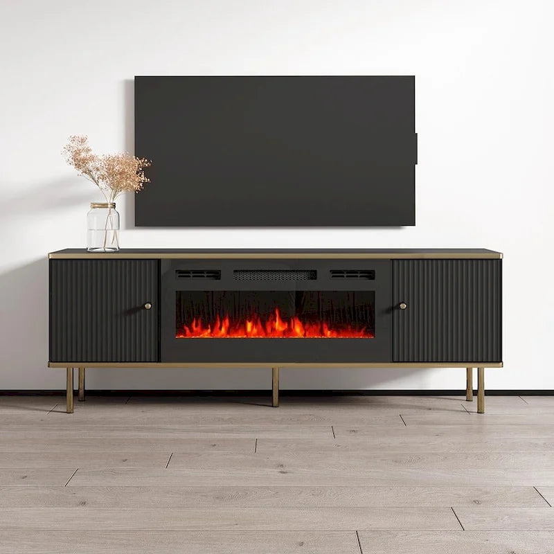 Meuble TV pour cheminée électrique de 160 cm pour téléviseurs jusqu'à 70" avec 3 couleurs de flamme