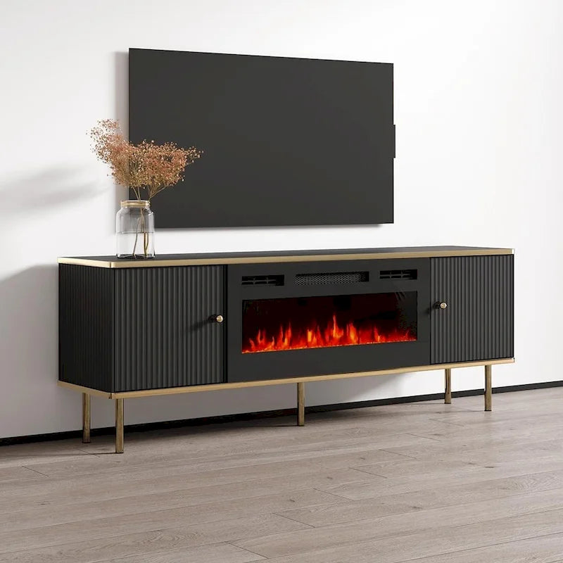 Meuble TV pour cheminée électrique de 160 cm pour téléviseurs jusqu'à 70" avec 3 couleurs de flamme