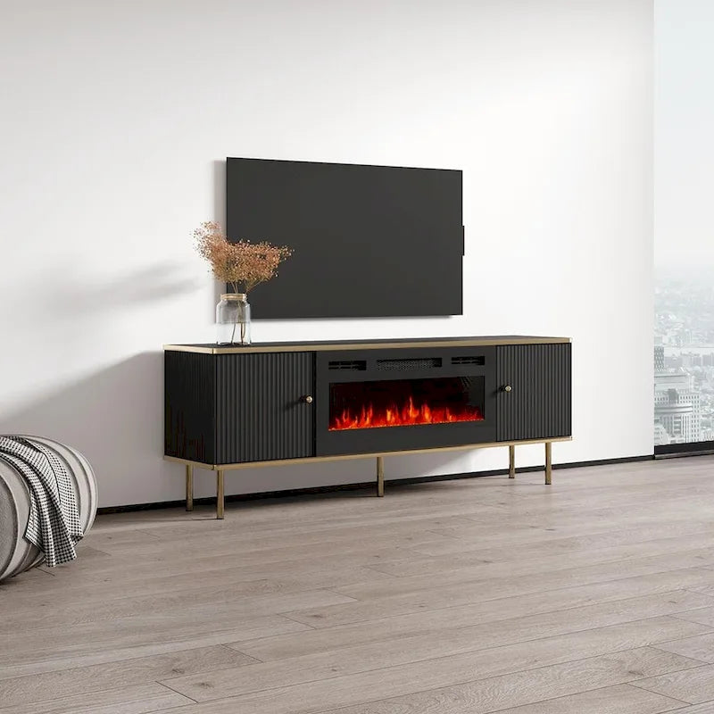 Meuble TV pour cheminée électrique de 160 cm pour téléviseurs jusqu'à 70" avec 3 couleurs de flamme