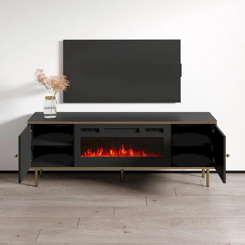 Meuble TV pour cheminée électrique de 160 cm pour téléviseurs jusqu'à 70" avec 3 couleurs de flamme