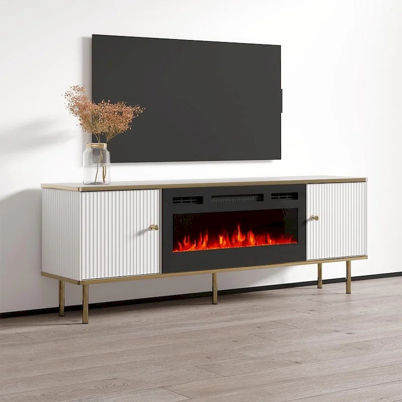 Meuble TV pour cheminée électrique de 160 cm pour téléviseurs jusqu'à 70" avec 3 couleurs de flamme