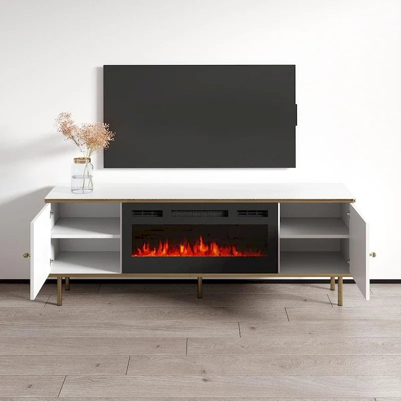 Meuble TV pour cheminée électrique de 160 cm pour téléviseurs jusqu'à 70" avec 3 couleurs de flamme
