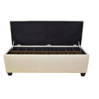 Banc de rangement pour chaussures capitonné beige avec compartiment dissimulé