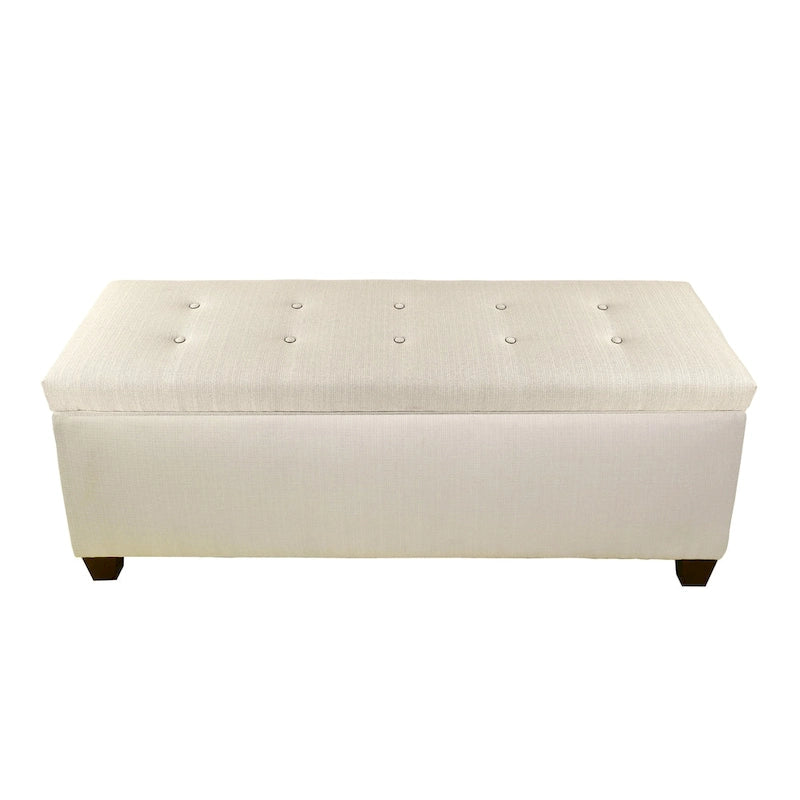 Banc de rangement pour chaussures capitonné beige avec compartiment dissimulé