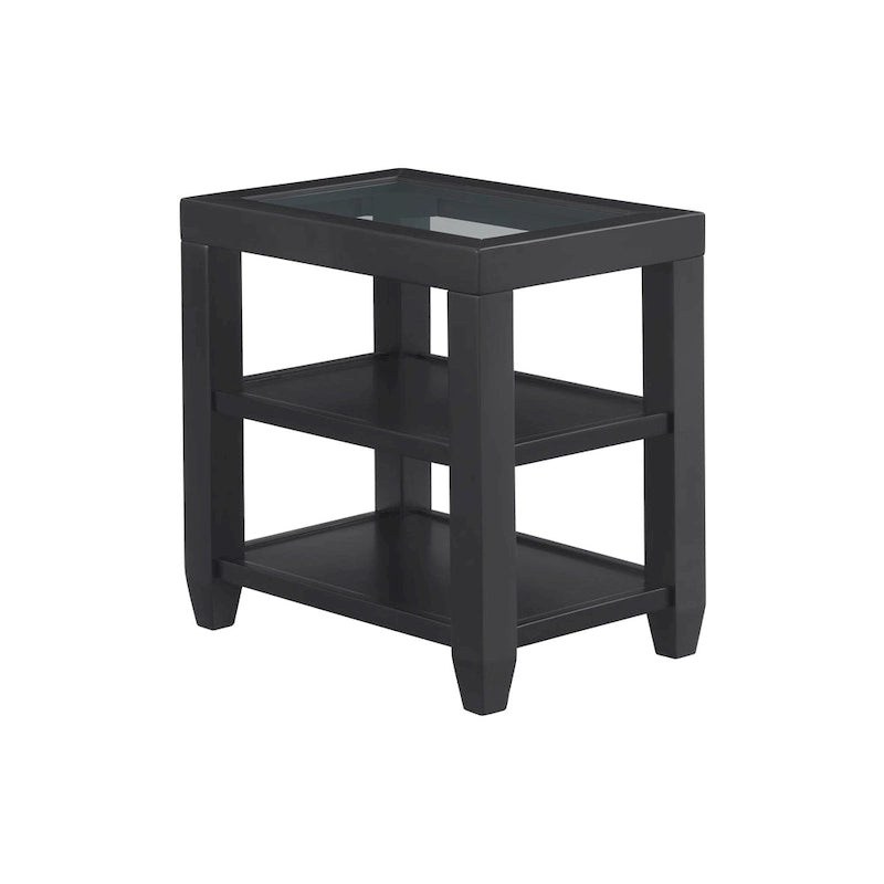 Table d'appoint de 40,6 cm de large avec plateau en verre trempé et 2 étagères