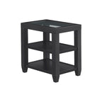 Table d'appoint de 40,6 cm de large avec plateau en verre trempé et 2 étagères