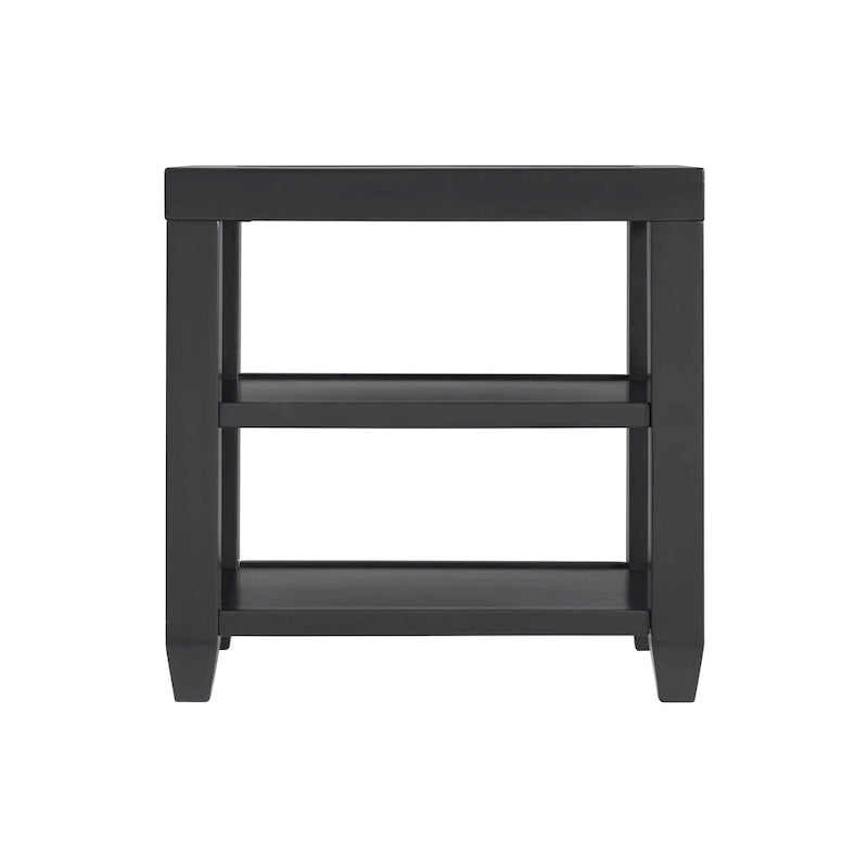 Table d'appoint de 40,6 cm de large avec plateau en verre trempé et 2 étagères