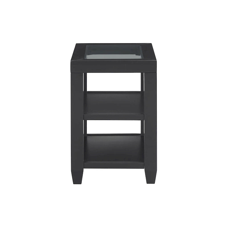 Table d'appoint de 40,6 cm de large avec plateau en verre trempé et 2 étagères