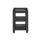 Table d'appoint de 40,6 cm de large avec plateau en verre trempé et 2 étagères