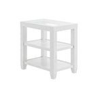Table d'appoint de 40,6 cm de large avec plateau en verre trempé et 2 étagères