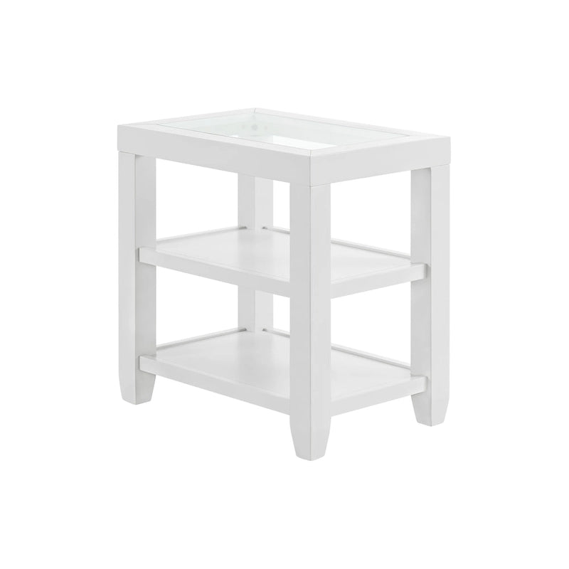 Table d'appoint de 40,6 cm de large avec plateau en verre trempé et 2 étagères