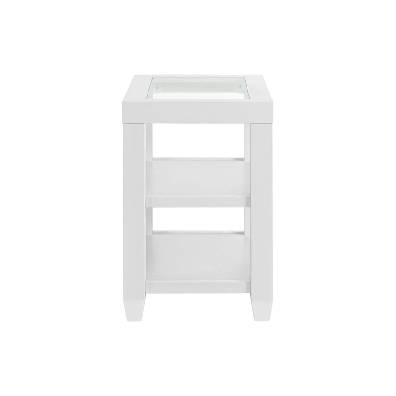 Table d'appoint de 40,6 cm de large avec plateau en verre trempé et 2 étagères