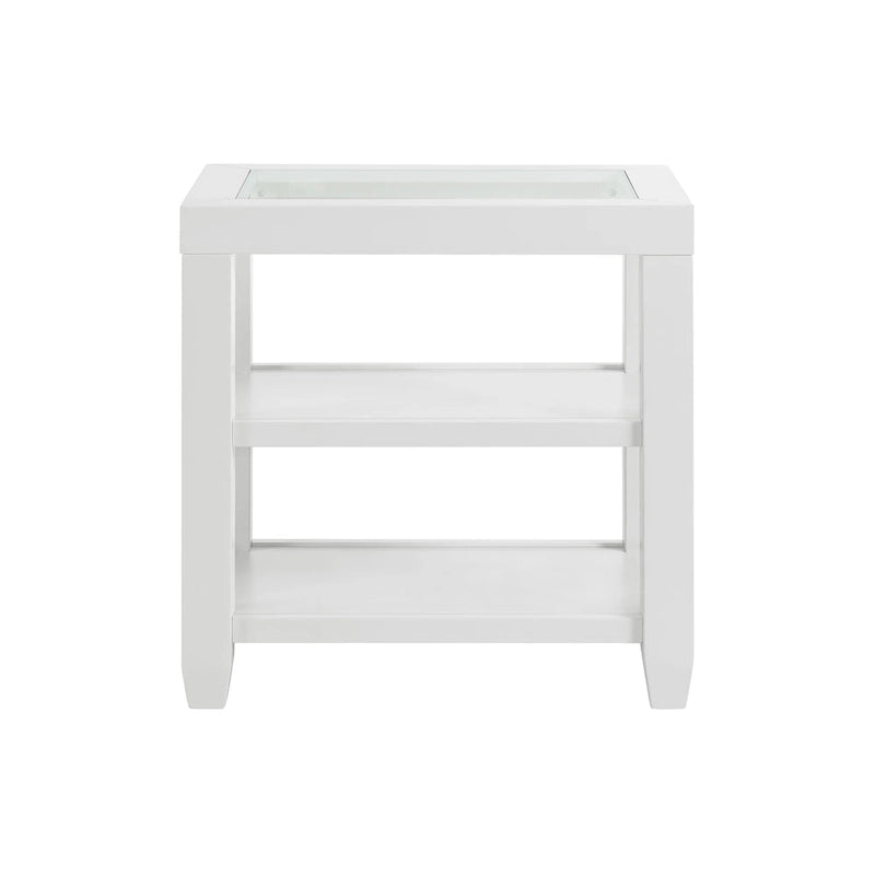 Table d'appoint de 40,6 cm de large avec plateau en verre trempé et 2 étagères