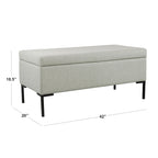 Banc de rangement en cuir végétalien avec pieds en métal noir mat