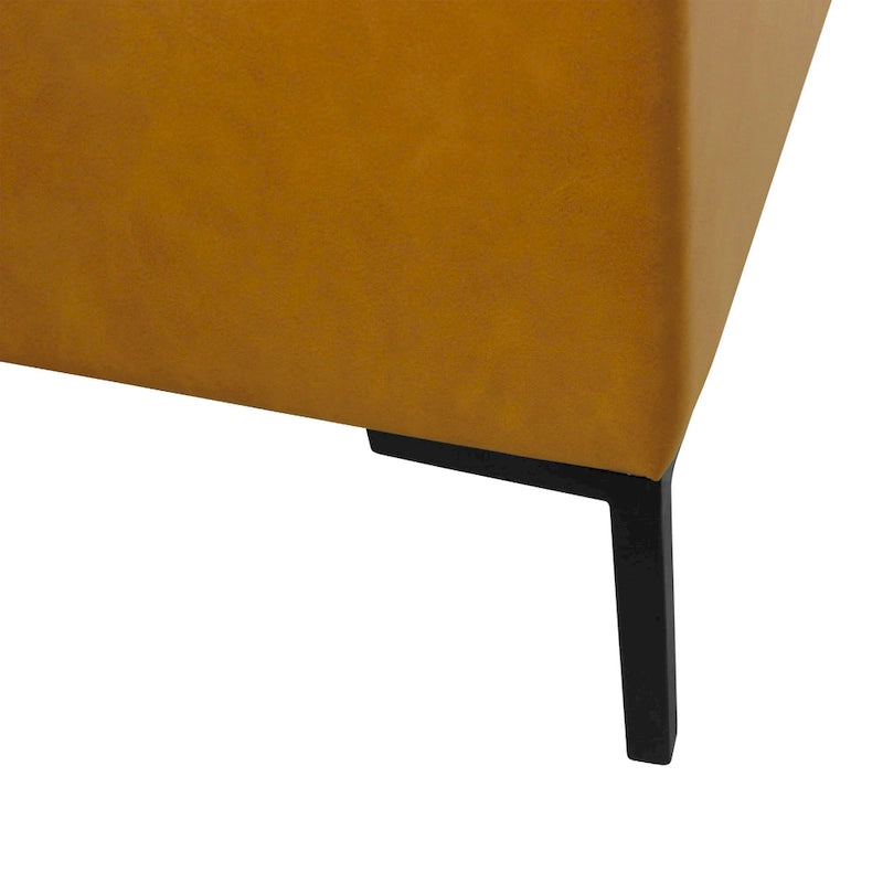 Banc de rangement en cuir végétalien avec pieds en métal noir mat