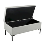 Banc de rangement en cuir végétalien avec pieds en métal noir mat