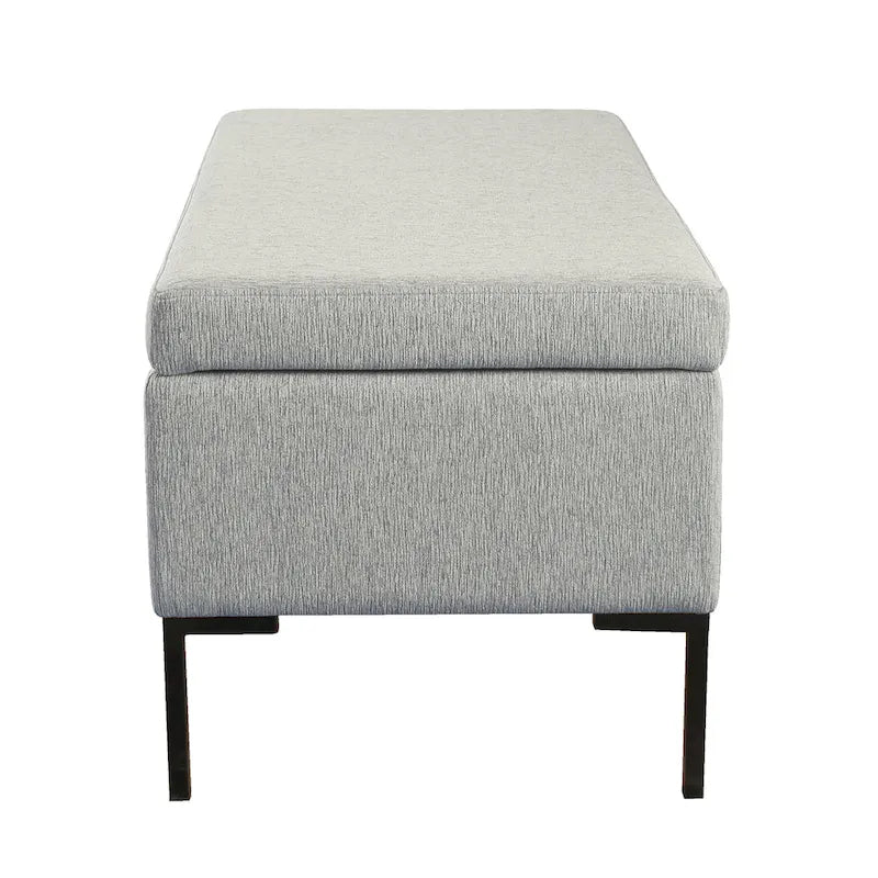 Banc de rangement en cuir végétalien avec pieds en métal noir mat