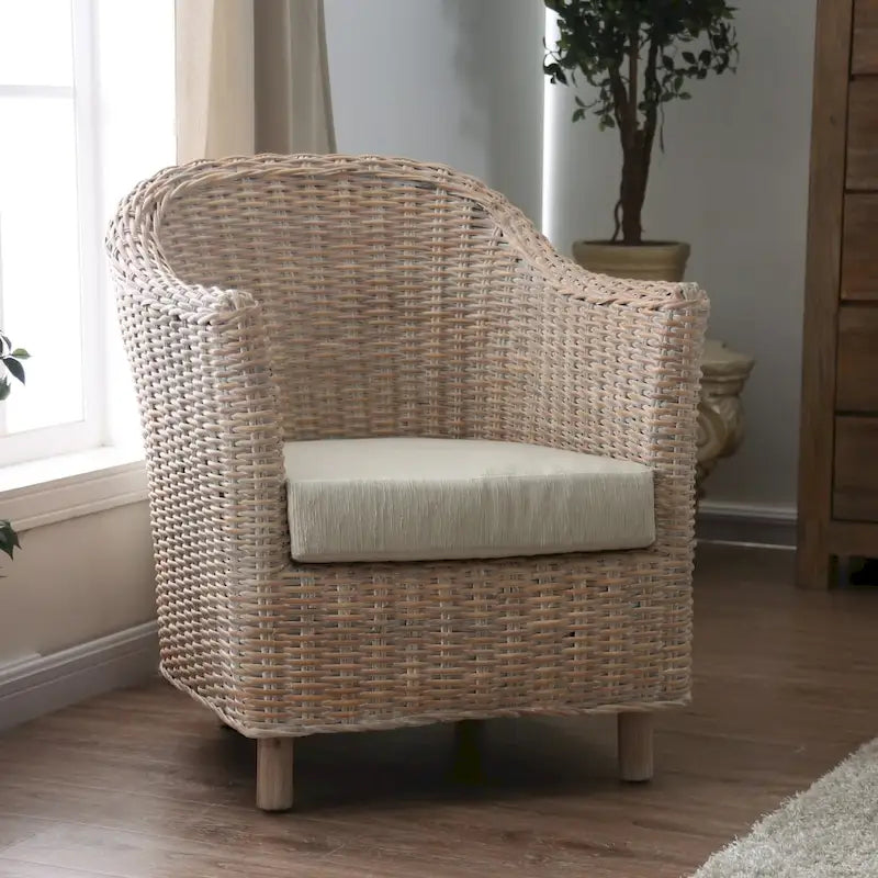 Fauteuil en rotin Kubu naturel/gris, une place