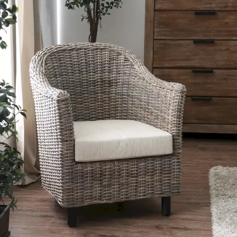 Fauteuil en rotin Kubu naturel/gris, une place