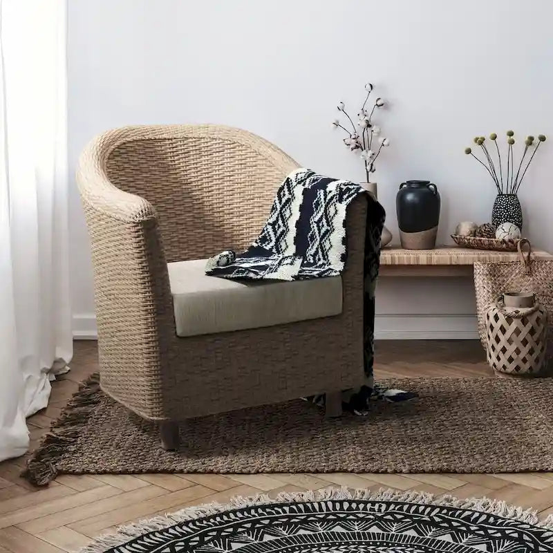 Fauteuil en rotin Kubu naturel/gris, une place