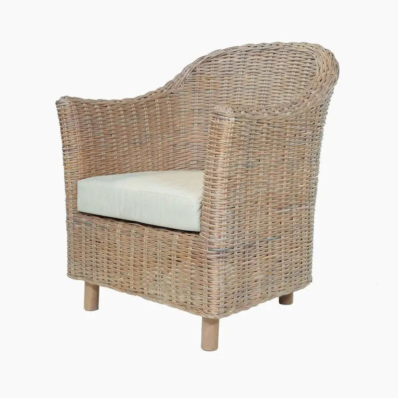 Fauteuil en rotin Kubu naturel/gris, une place