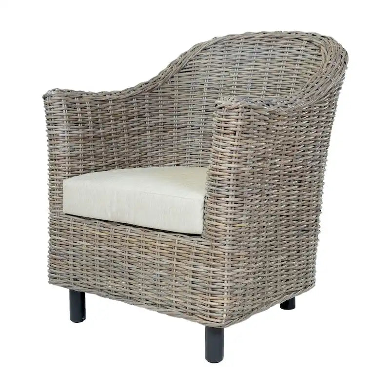 Fauteuil en rotin Kubu naturel/gris, une place