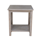 Table d'appoint en bois massif avec plateau en billot et étagère inférieure