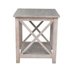 Table d'appoint en bois massif avec plateau en billot et étagère inférieure