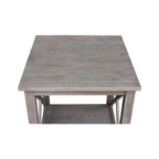 Table d'appoint en bois massif avec plateau en billot et étagère inférieure