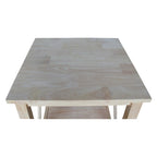 Table d'appoint en bois massif avec plateau en billot et étagère inférieure