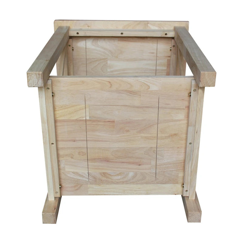 Table d'appoint en bois massif avec plateau en billot et étagère inférieure
