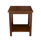 Table d'appoint en bois massif avec plateau en billot et étagère inférieure