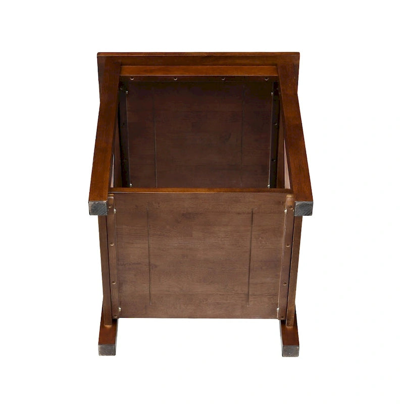 Table d'appoint en bois massif avec plateau en billot et étagère inférieure